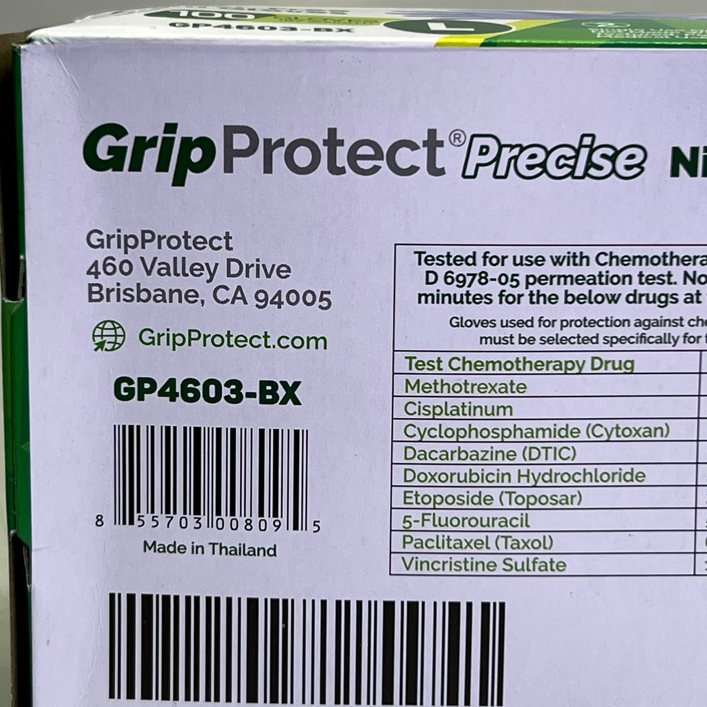 GRIPPROTECT (200 Gloves) Precise VIOLET Nitrile Exam Gloves L Violet GP4603-BX (New Other, Distressed Box)
