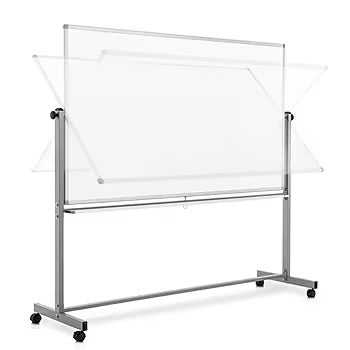 LUXOR Double Sided Mobile Porcelain Whiteboard Sz 72” x 40” White DEMW002 (Distressed Box)