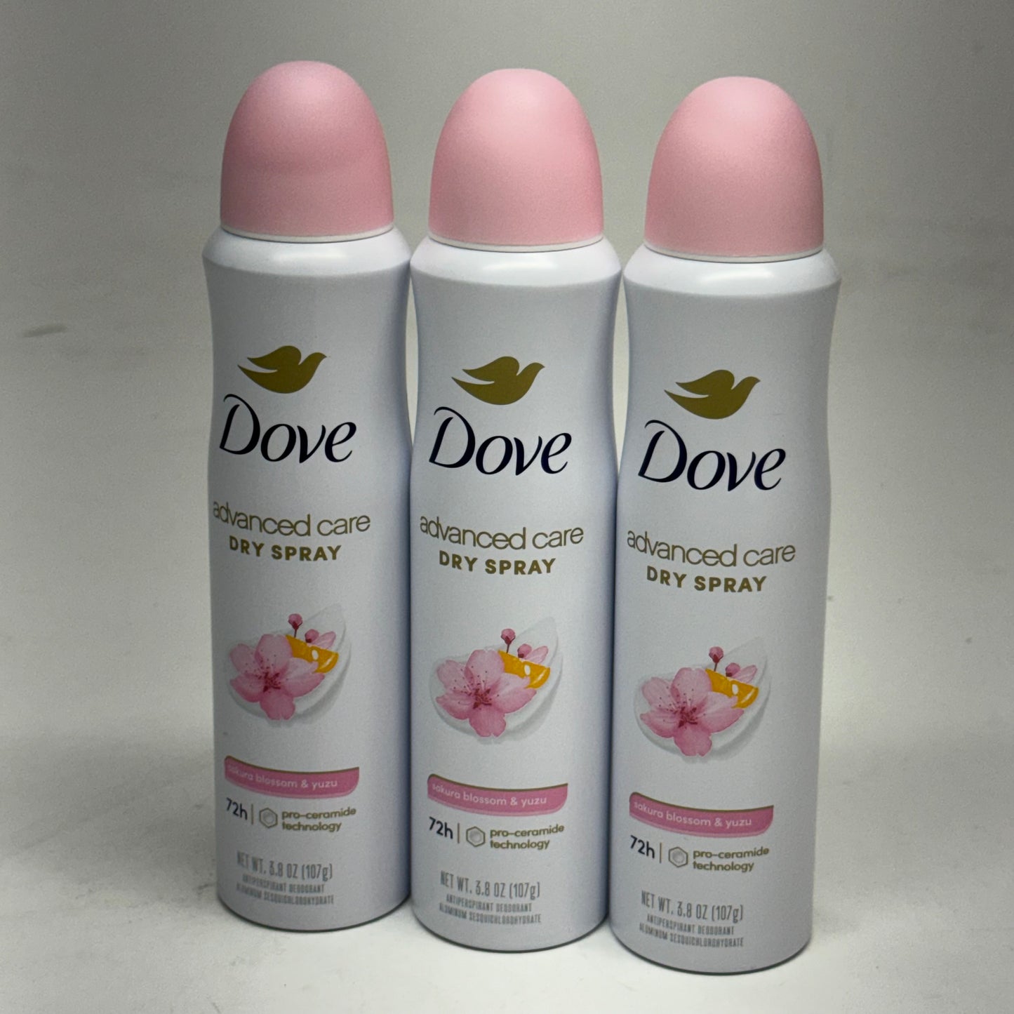 DOVE (3 PACK) Advance Care Dry Spray Sakura Blossom & Yuzu 3.8 oz. BB 12/27