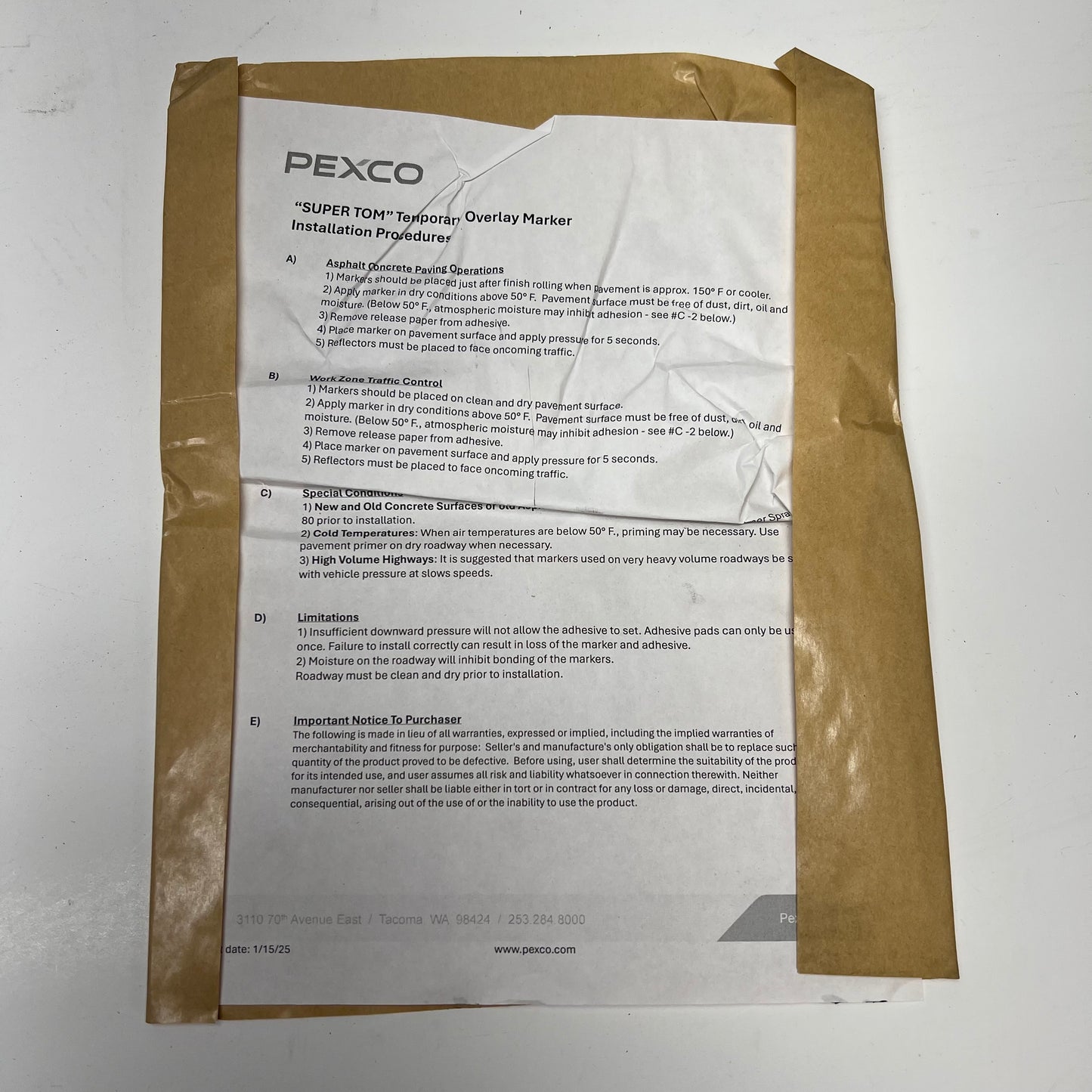 PEXCO (200 PACK) Reflective Raised Pavement Markers 4" Square X 1/2" Tall White/Reflective