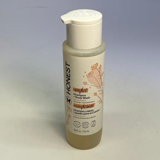 HONEST (2 PACK) Comfort Baby Shampoo + Body Wash Sweet Cream Scent 18 fl oz