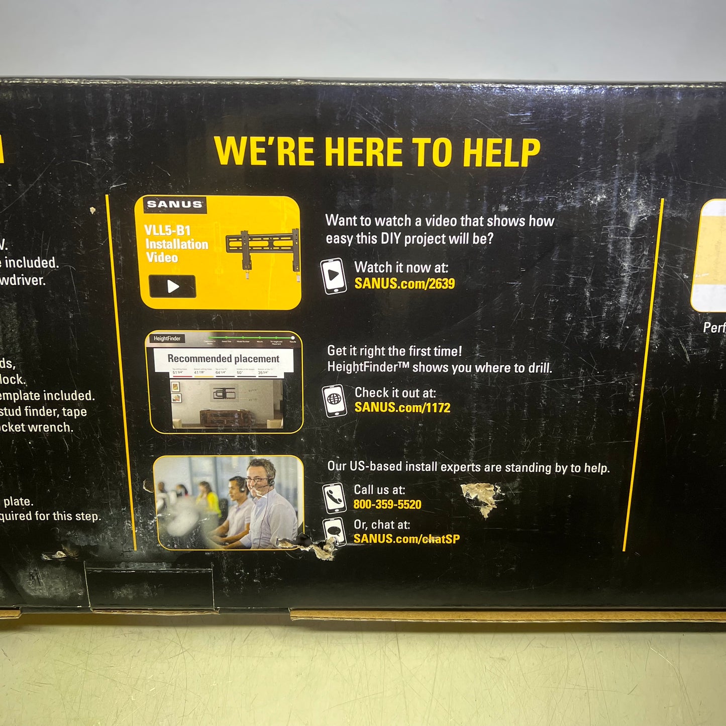 SANUS Premium Wall Flat TV Mount 42" - 90" 175lbs Load Capacity Black VLL5B1