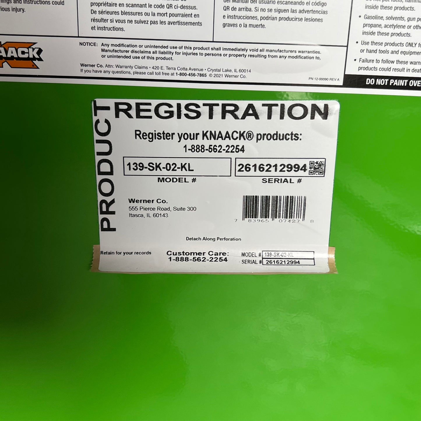 KNAACK Jobsite Cabinet Proprietary Recessed Padlock 59.4 cu ft, Green 139-SK-02 (AS-IS, Cosmetic Damaged)