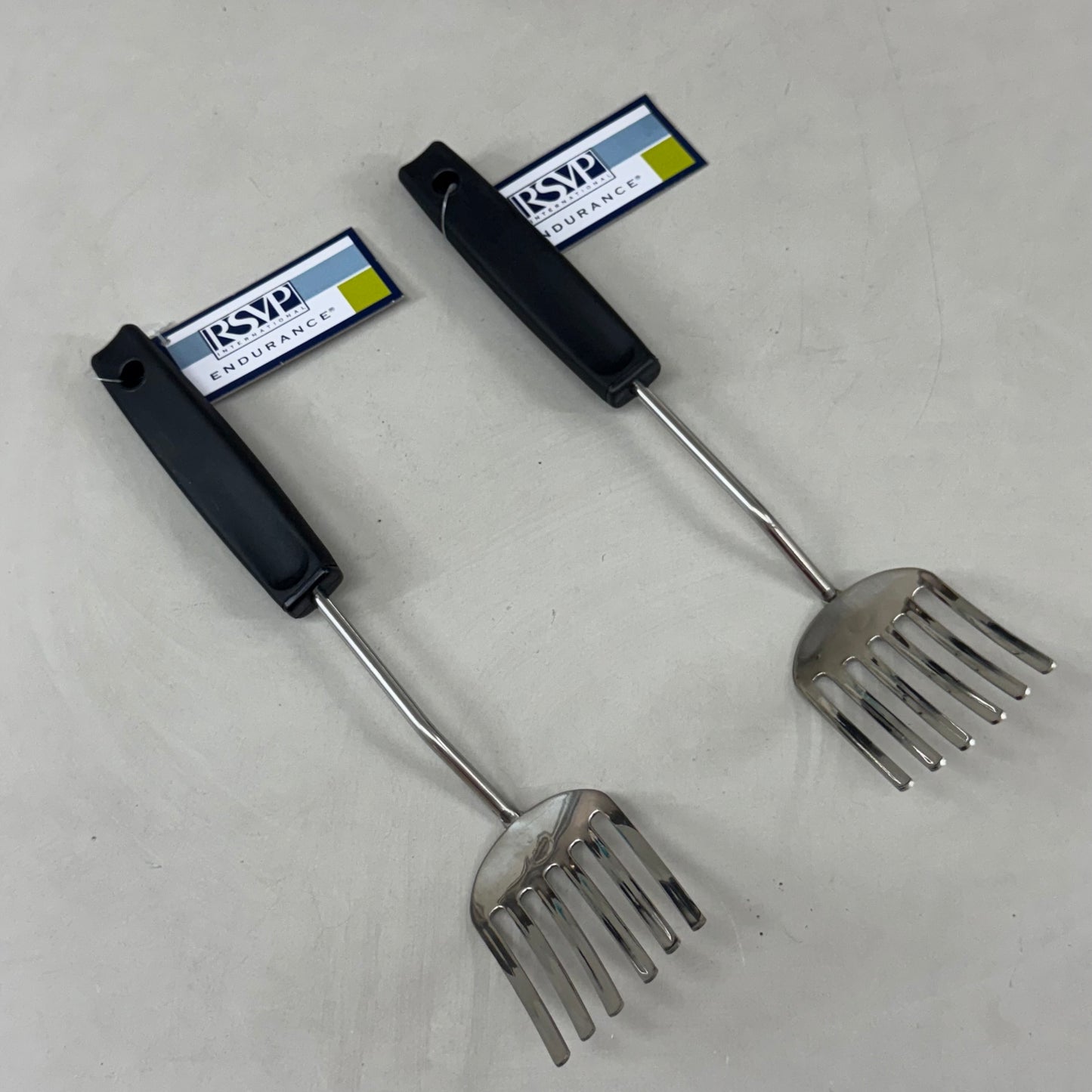 RSVP (2 PACK) Stainless Steel Fantastic Food Fork 10"x2" Black