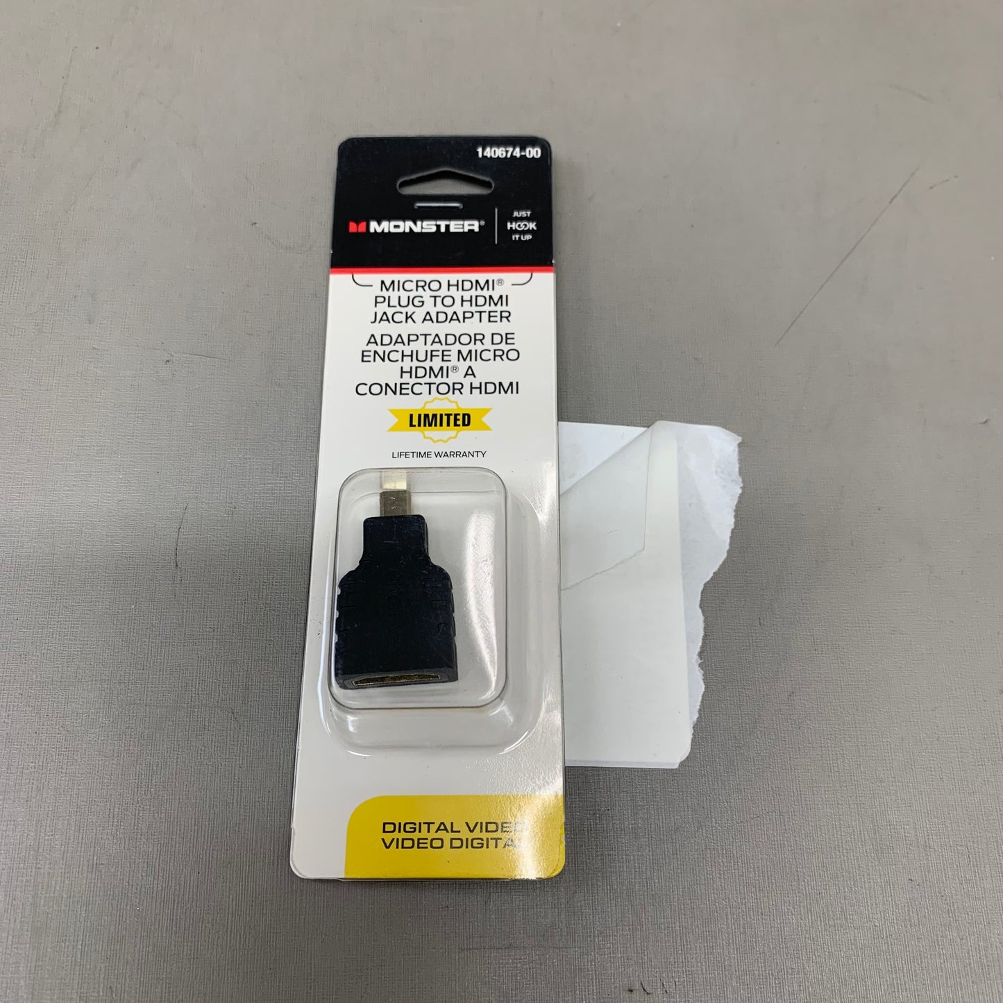 MONSTER Micro HDMI Plug To HDMI Jack Adapter 1 x 3 x 6 inches Black 140674-00