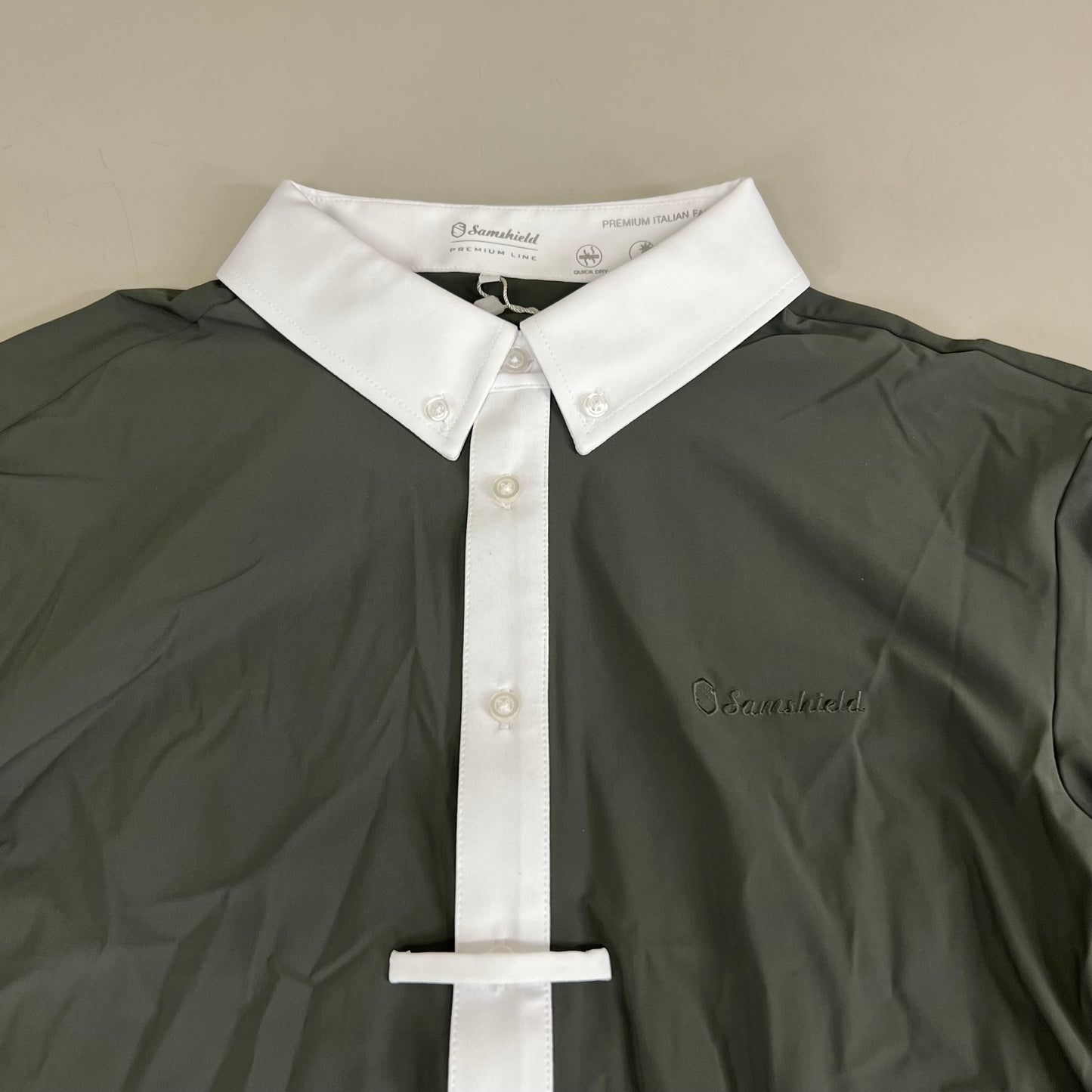 SAMSHIELD Smith Long Sleeves Equestrian Polo Women's Sz L Mineral