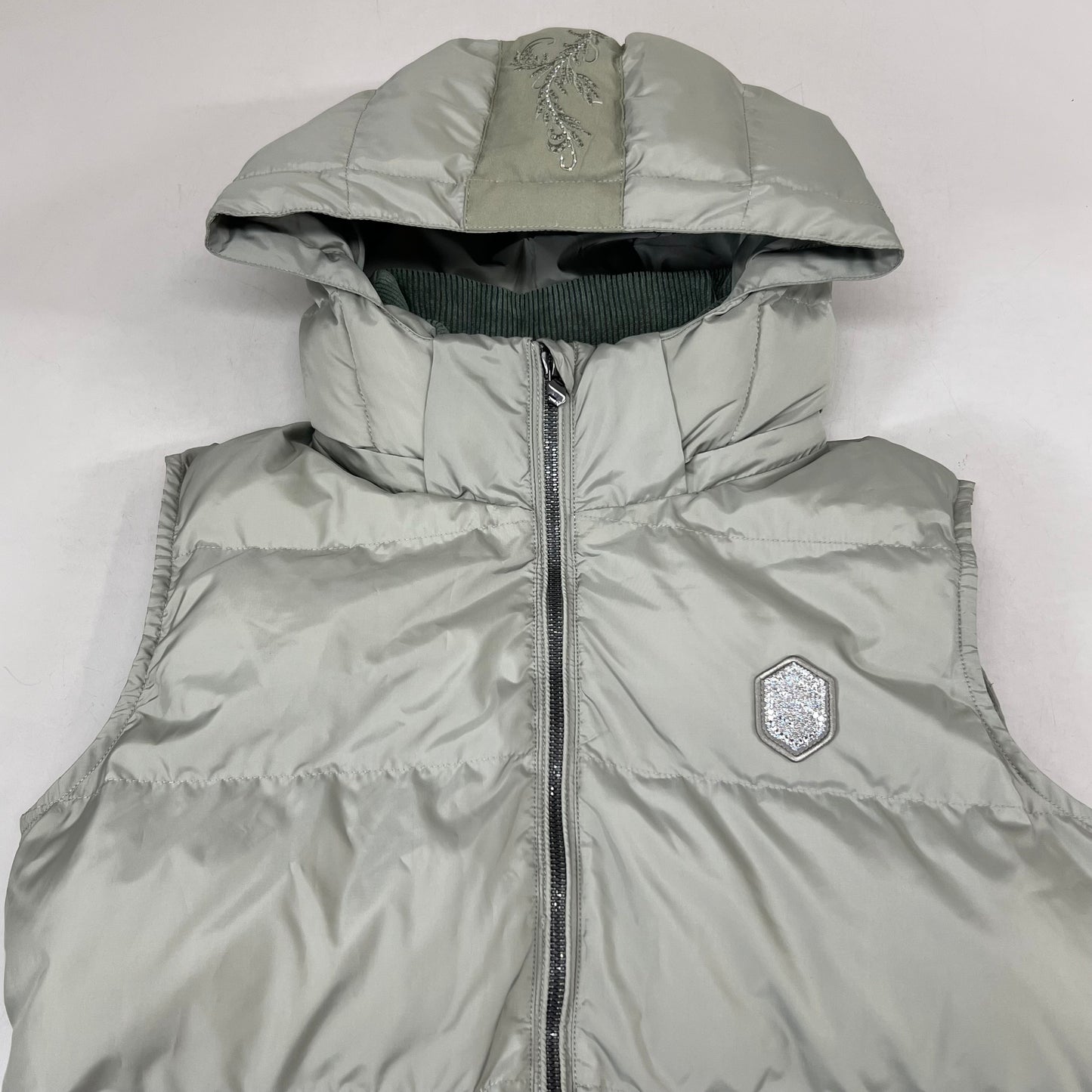 SAMSHIELD Elea Equestrian Sleeveless Winter Coat Down To Knees Women's Sz S Patine Green