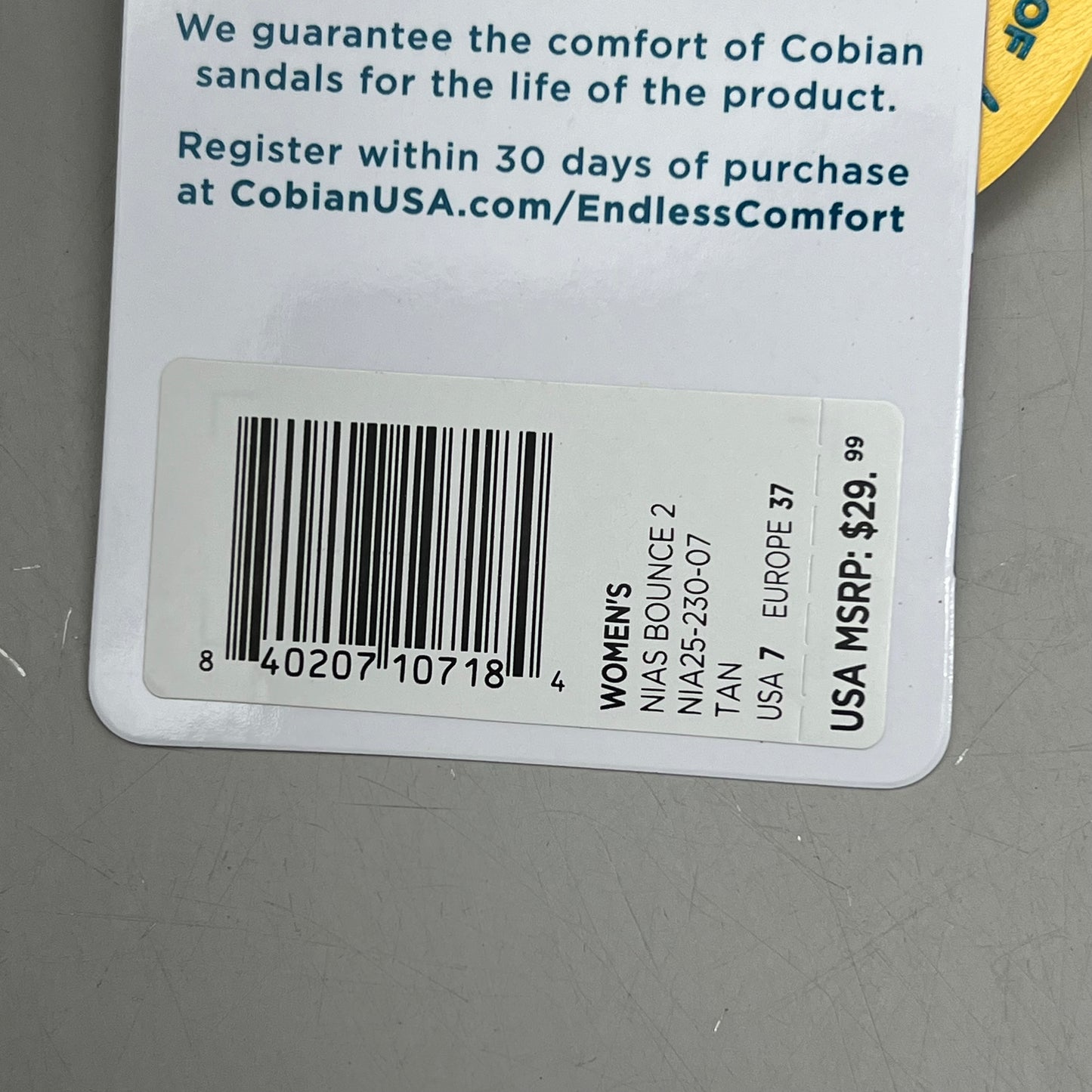 COBIAN Nia's Bounce 2 Synthetic Leather Sandals Women's Sz 7, EU 37 Tan NIA25-230-7