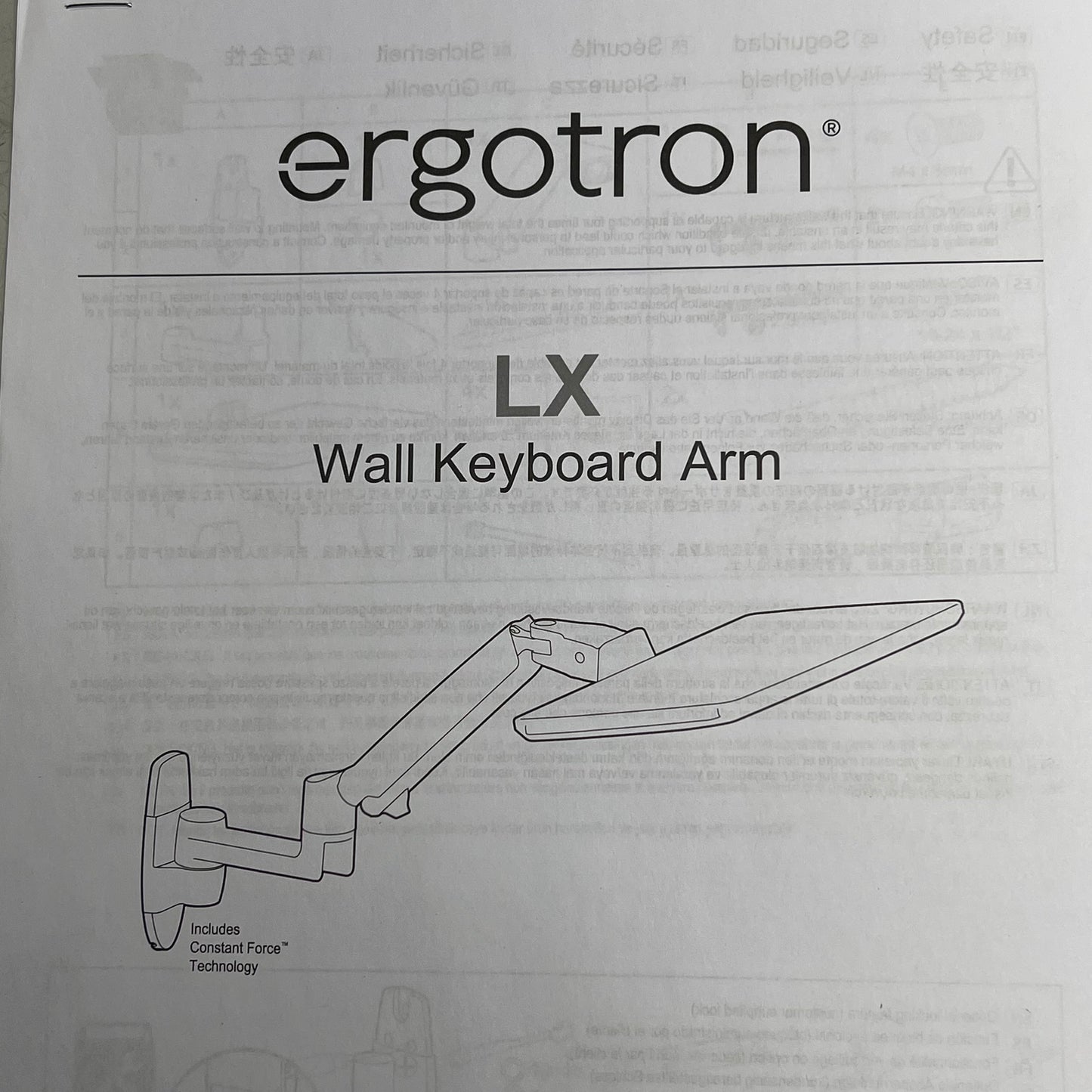 ERGOTRON  LX Wall Mount Keyboard Arm 13" Height Adjustment Silver 45-246-026