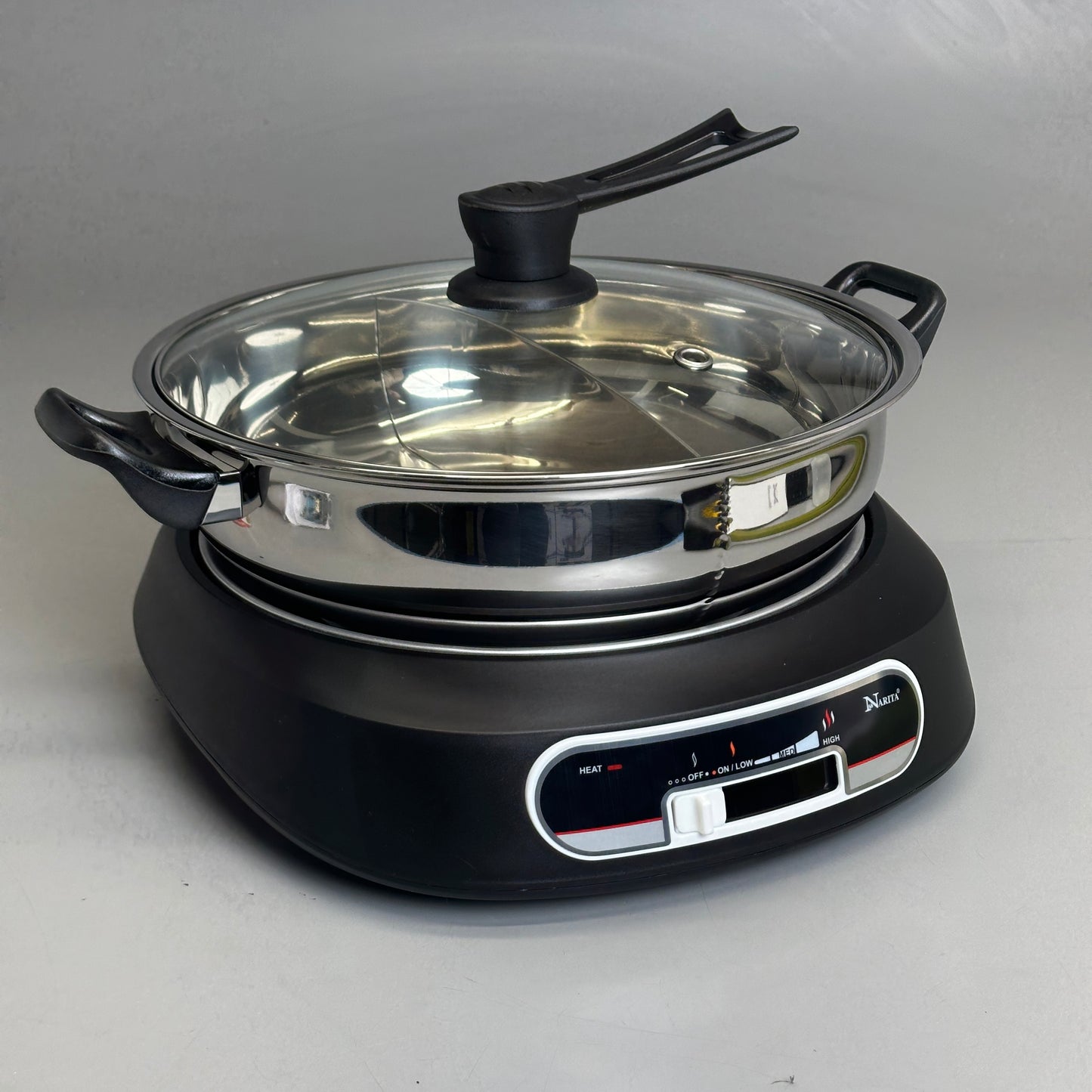 NARITA Electric 2 Way Hot Pot 5.0qt (Shabu Shabu) Black NEC-3050