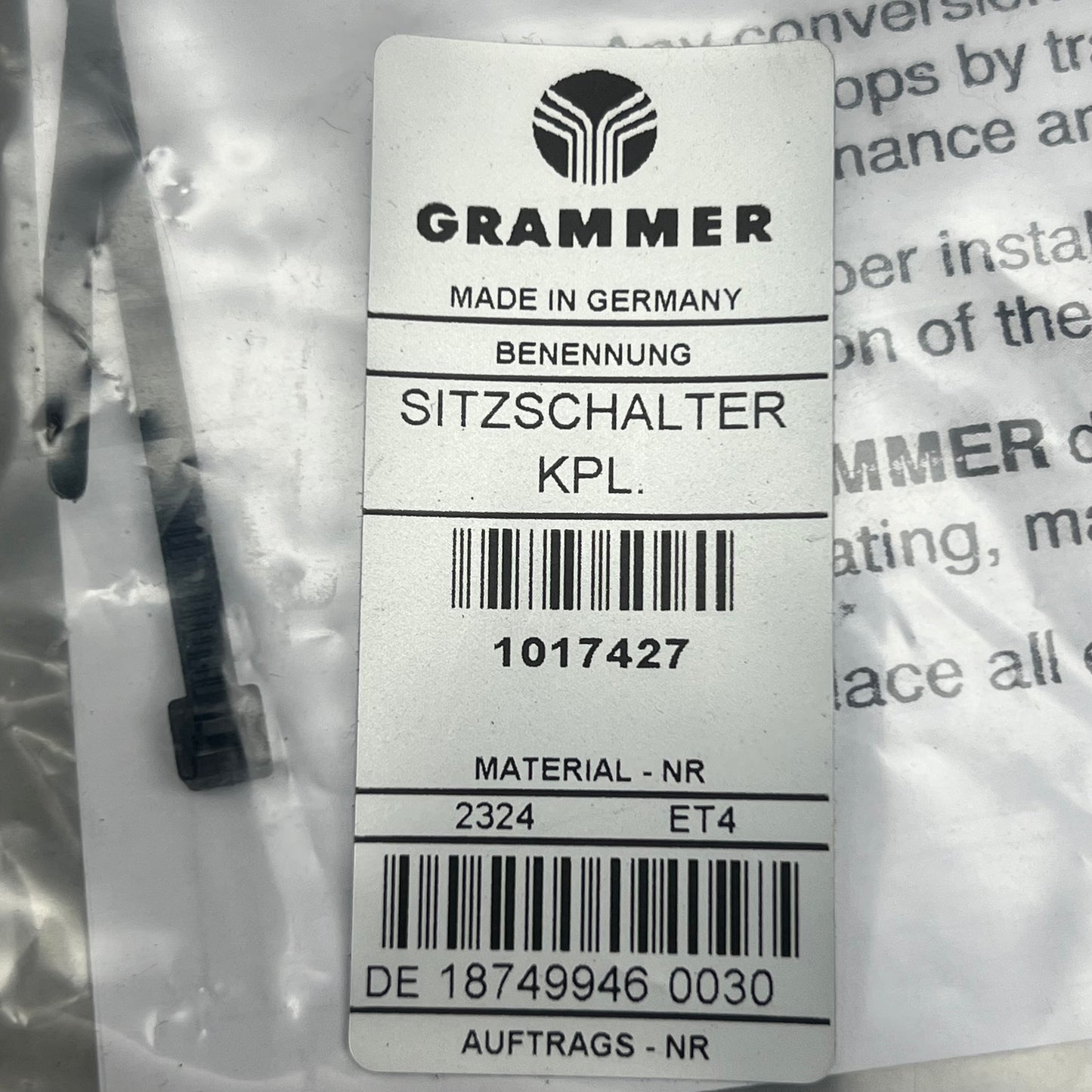 GRAMMER Seat Switch Kit MSG20 PT:187499460030 (New)