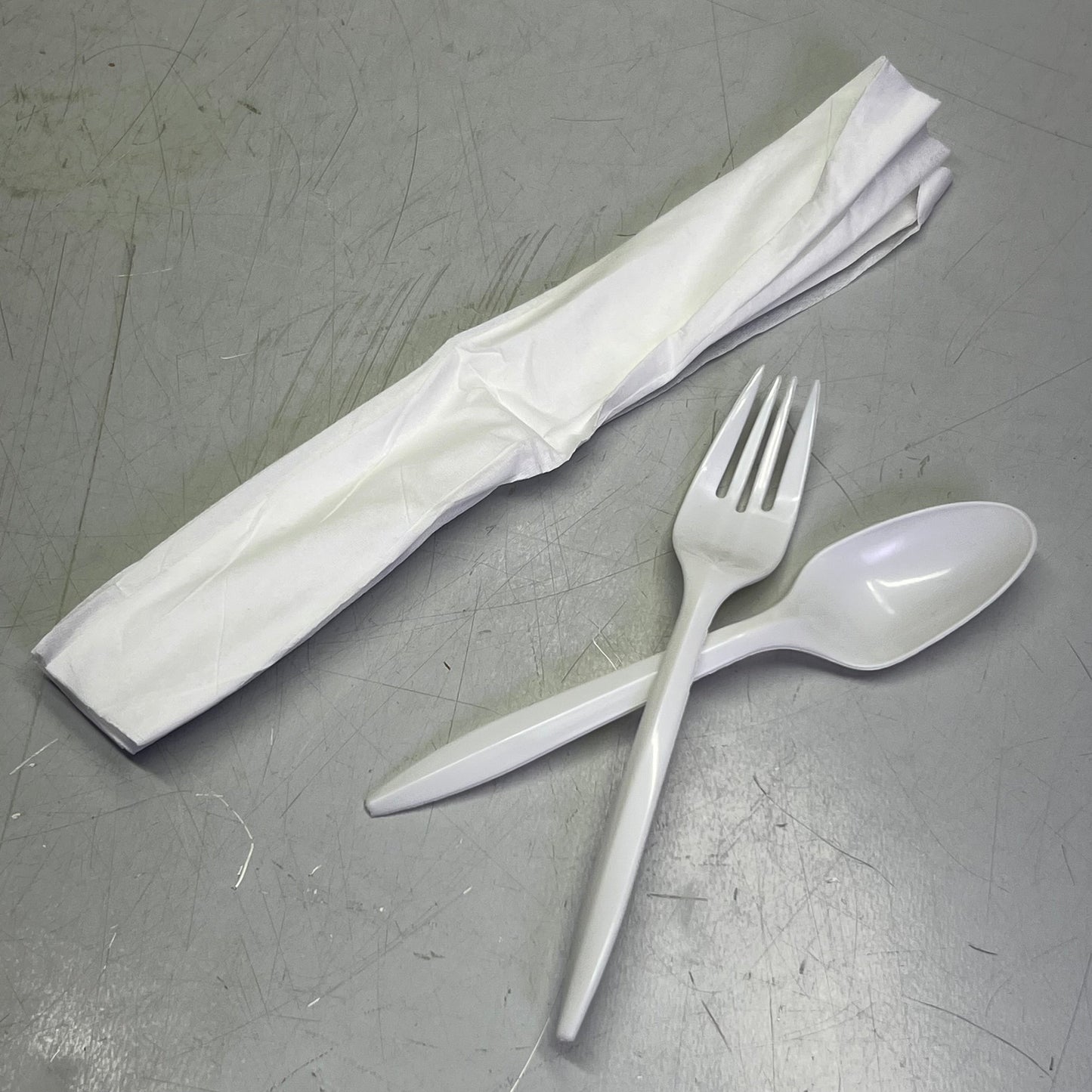 ZA@ YRFOODS (500 PACK) Plastic Cutlery, Fork-Spoon-Napkin 3661 (New Other, Distressed Box) A