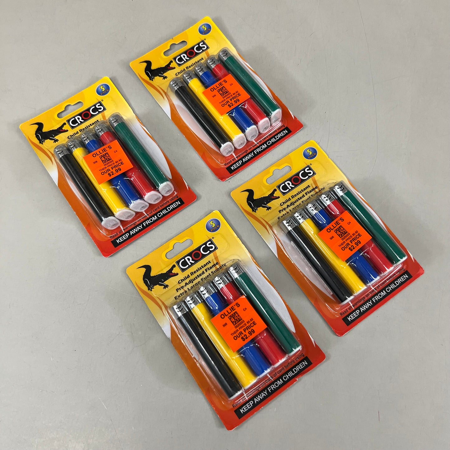CROCS (4 Pack) 5 Pack Of Lighter's Multi Colored