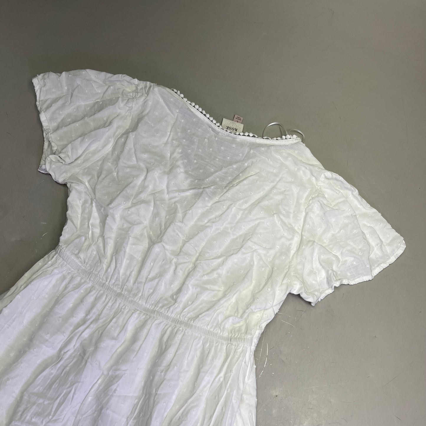 KNOX ROSE Lightweight Short Sleeve Maxi Dress  Women's Sz L White (Pre-Owned)