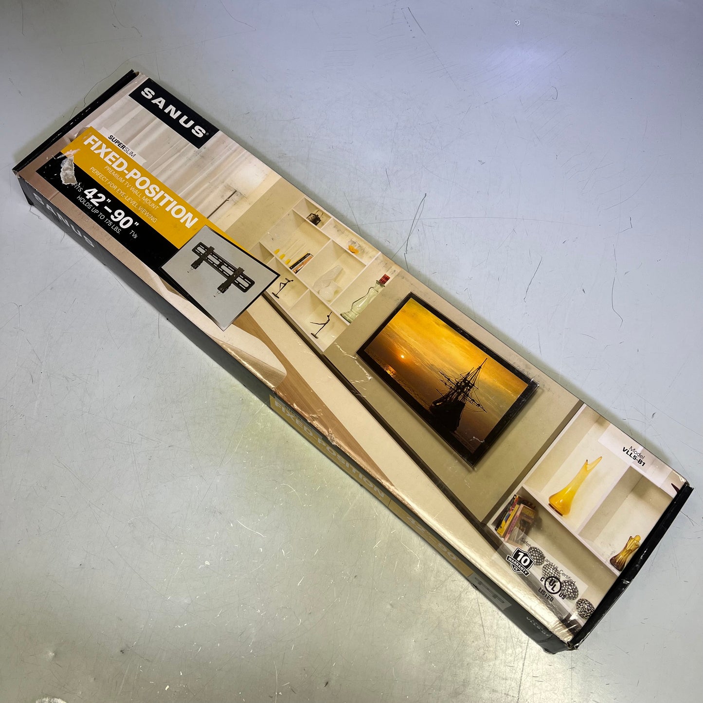 SANUS Premium Wall Flat TV Mount 42" - 90" 175lbs Load Capacity Black VLL5B1