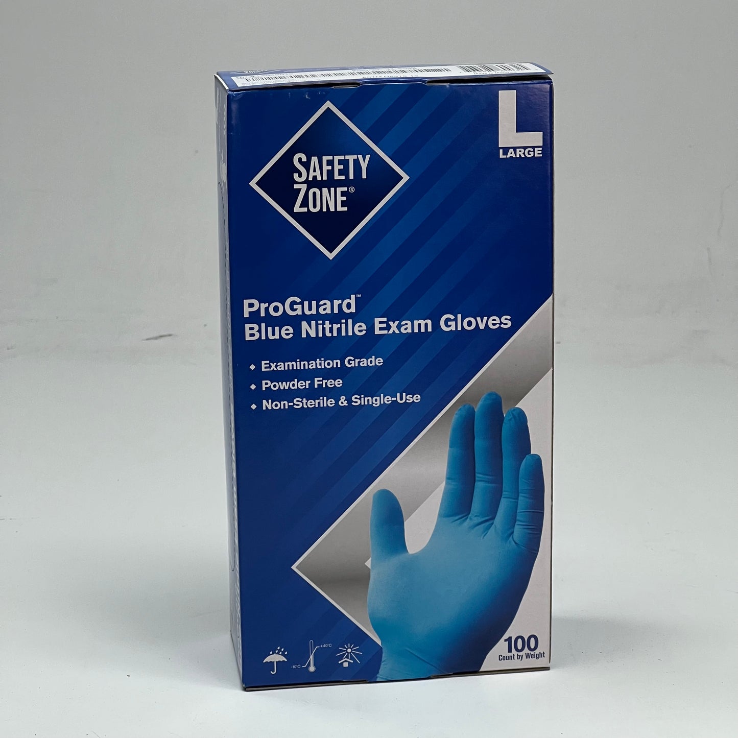SAFETY ZONE (1000 Gloves) Powder Free Nitrile Examination Gloves Sz Large - Blue