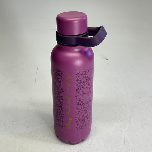CHRISTIAN ART GIFTS Pray Floral Stainless Steel Water Bottle 24 Fl Oz Purple