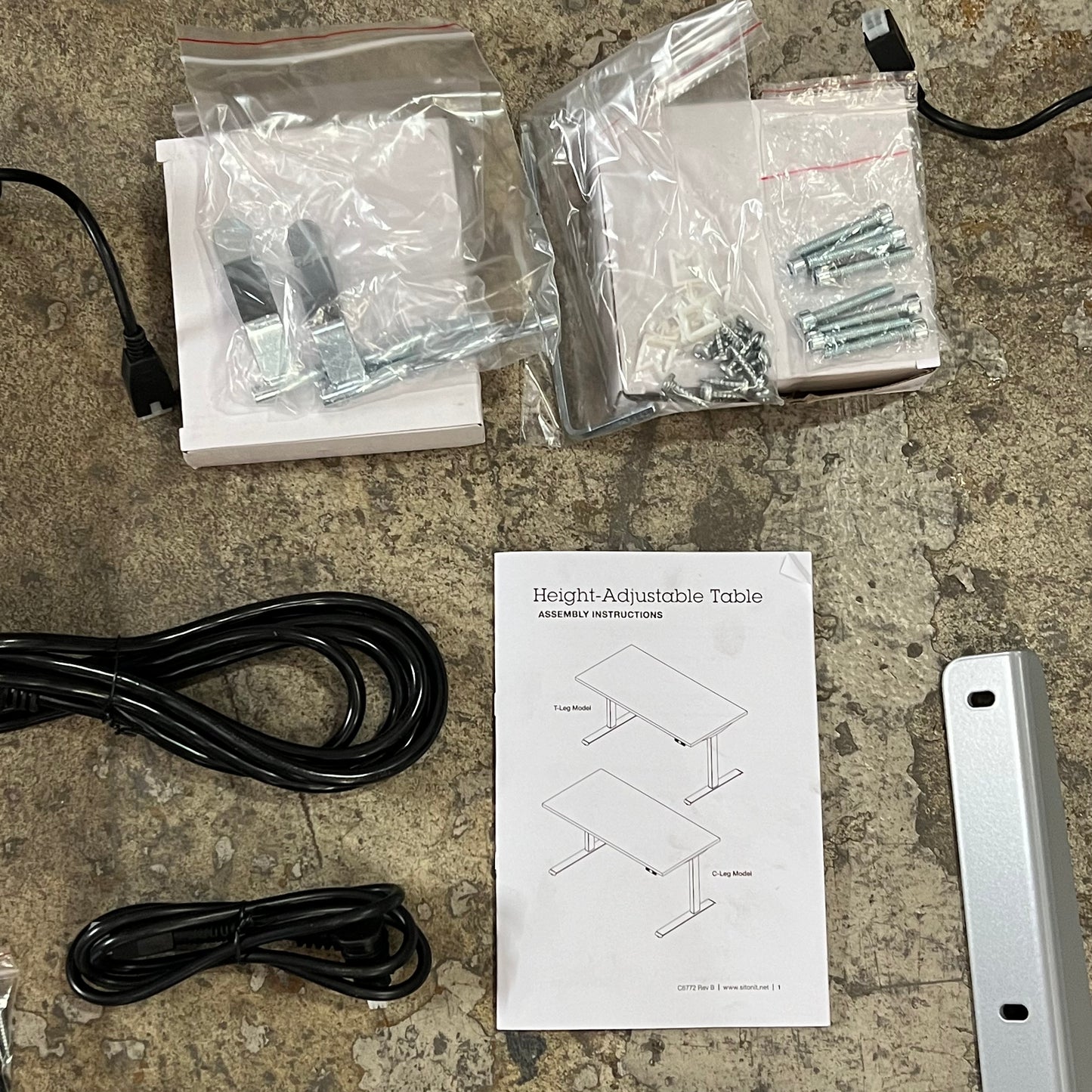 SIT ON IT Adjustable Desk Legs C-Leg Type w/ Motor (NO TABLETOP) Silver 80-016045-01