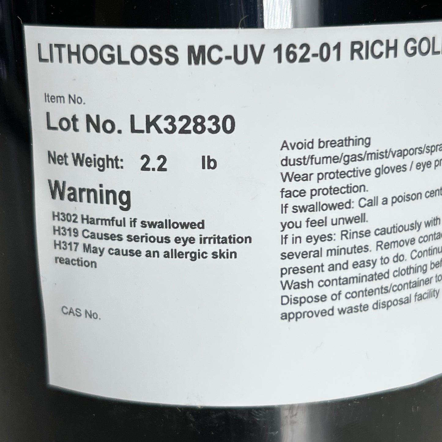 SCHLENK Lithogloss MC-UV 162-01 Rich Gold Metallic Ink 2.2Lb LK32830