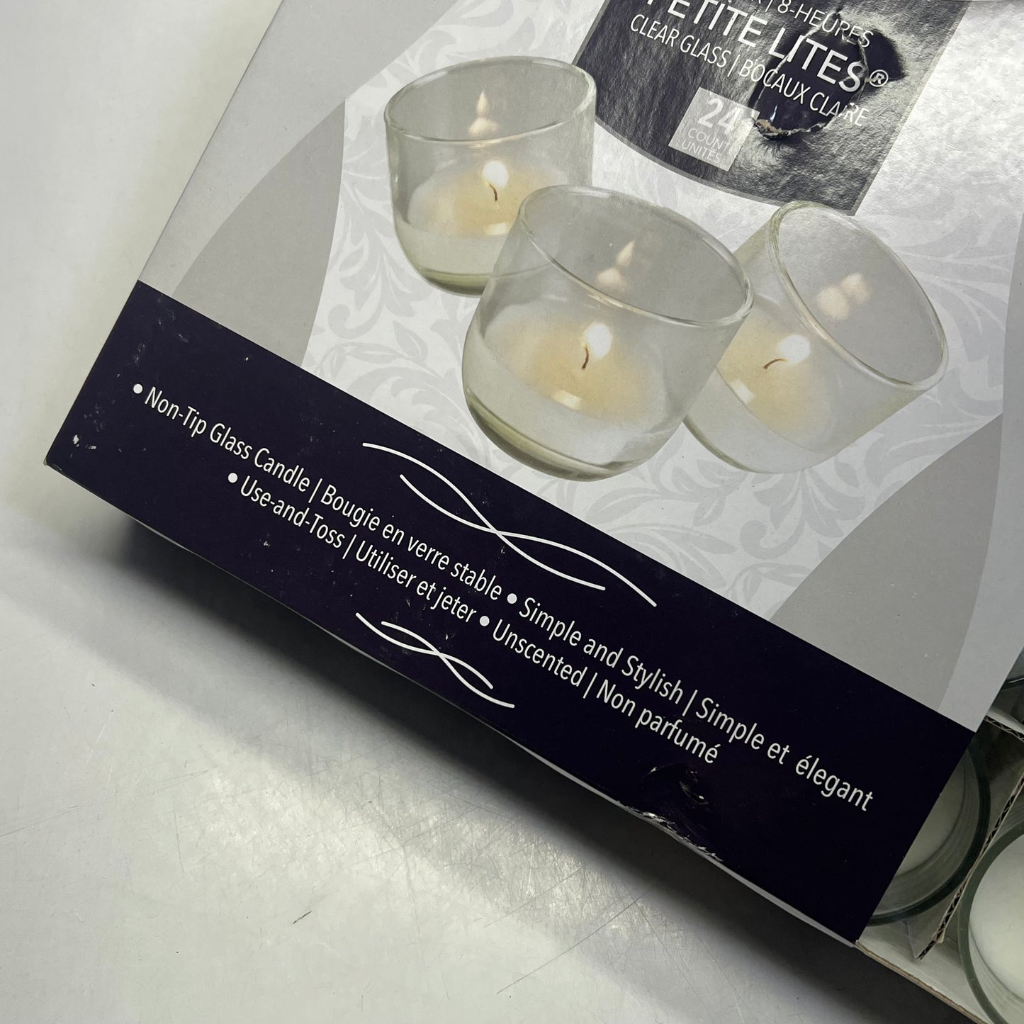 STERNO (24 PACK) Petite Lites Glass Candles 8 Hours  Clear/White 40114