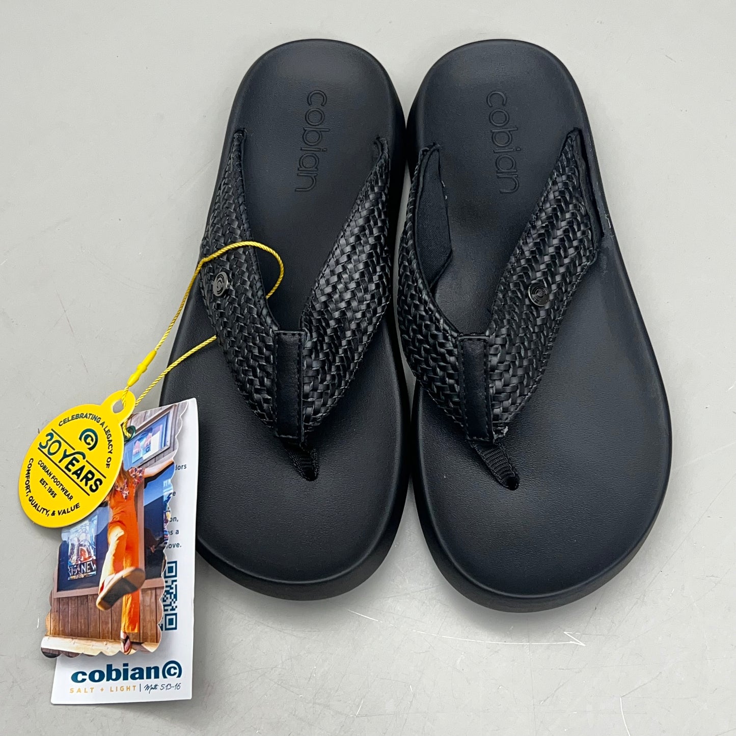 COBIAN Palmilla Braided Synthetic Leather Strap Sandals Women's Sz 7 EU 37 Black PAL25-001-07