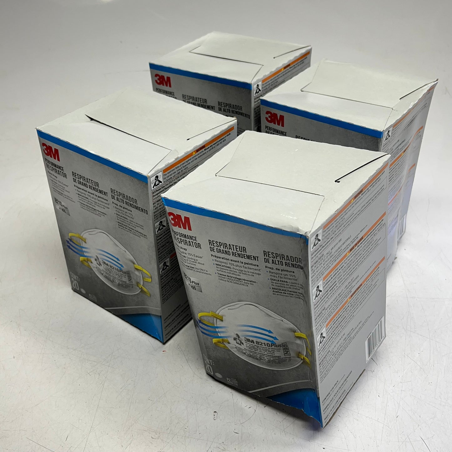 3M (4 PACK, 20 EACH) N95 Particulate Respirator 8210 Plus For Paint 8210PP20