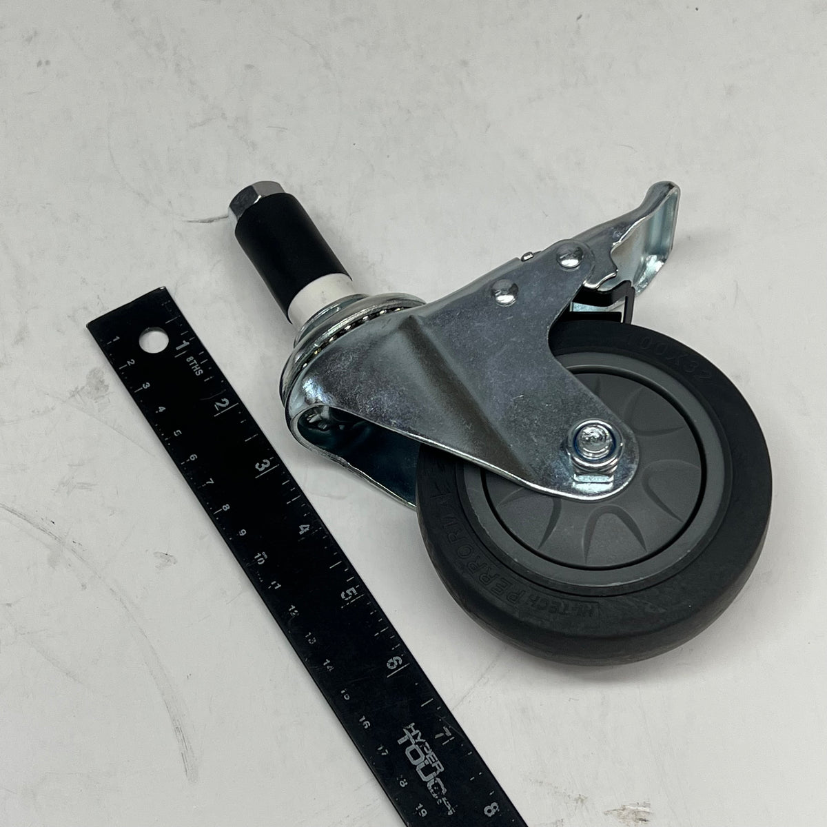 FLEX PIPE (2 PACK) Swivel Stem Caster W/ Brake 4" 250lb Cap Silver/Grey W-4ESB