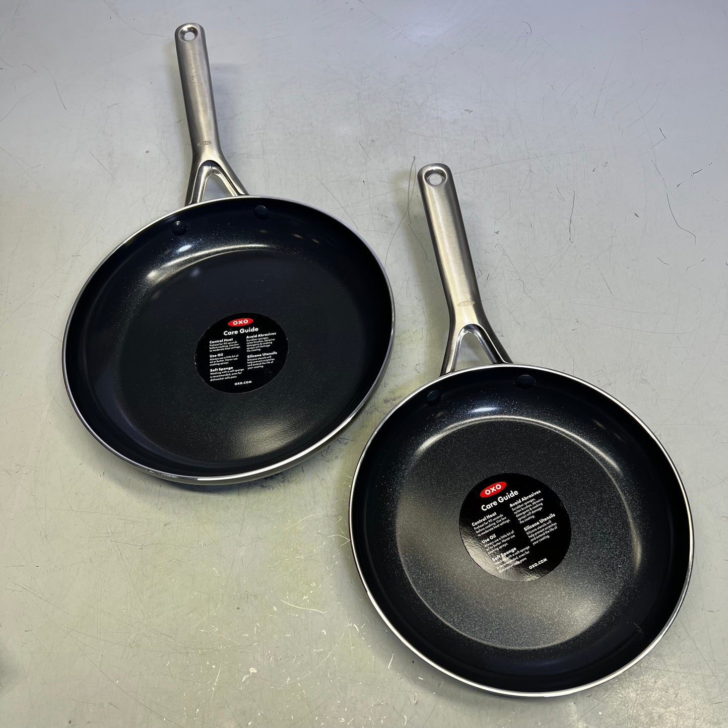 OXO (SET OF 2) Agility Series Ceramic Non-Stick Frying Pans 9.5" & 11" Black