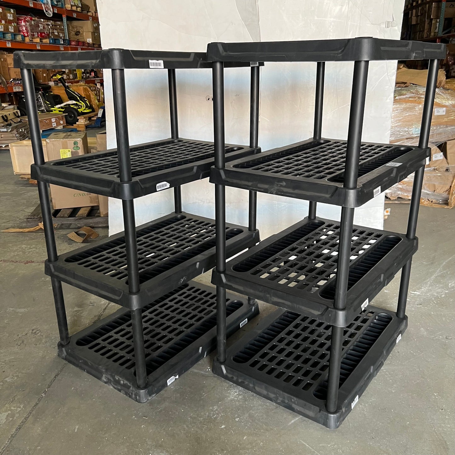 ZA@ BLACK+DECKER (2 PACK) 4-Tier Heavy Duty Ventilated Plastic Storage Shelving Unit Sz 36"L x 23.25"W X 54"H Black (AS-IS, New Other) A