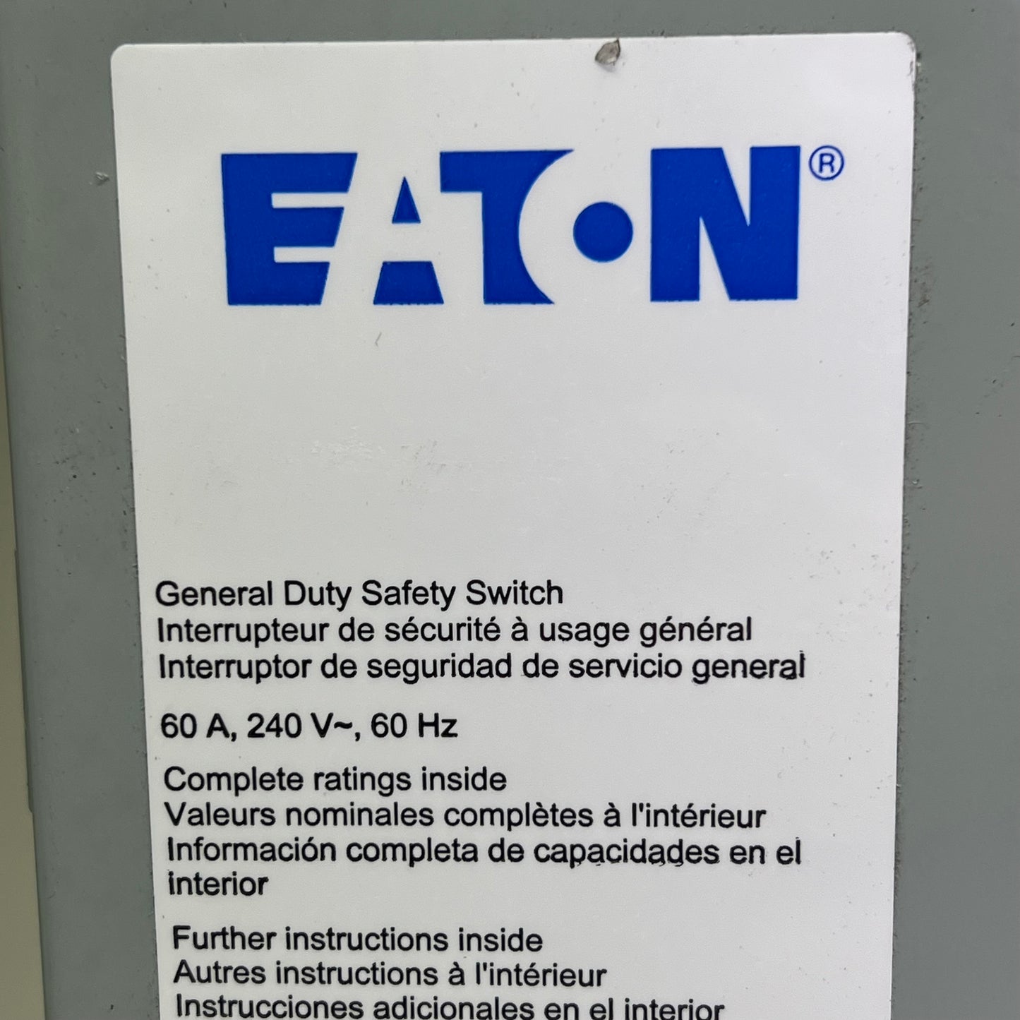 EATON  General Duty Non-Fusible Safety Switch Single Throw 60A NEMA 3R DG222URB