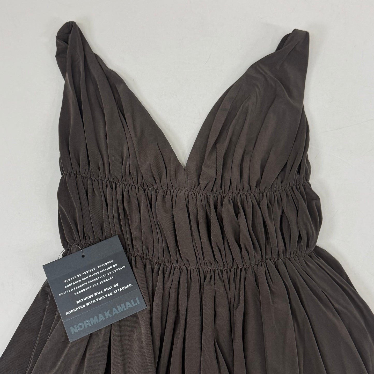 NORMA KAMALI Goddess Dress Unlined Women's Sz XXS/32 Chocolate KK3233PL292028