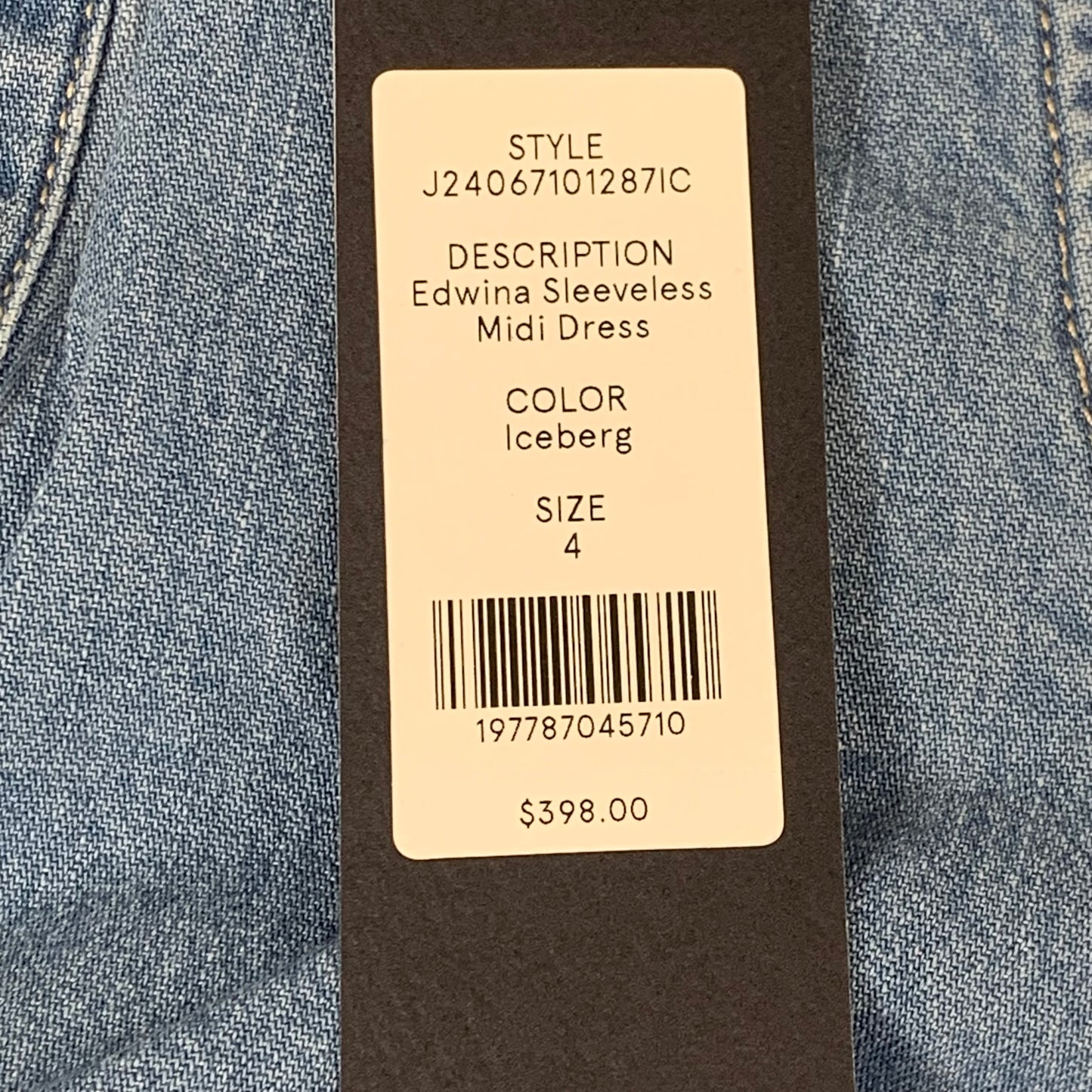 VERONICA BEARD Jeans Edwina Sleeveless Midi Dress Sz-4 Iceberg J24067101287IC
