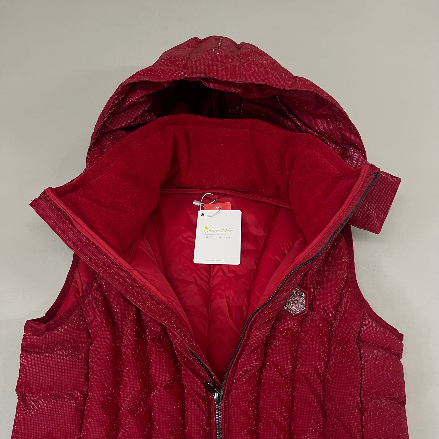 SAMSHIELD Chamonix Ice Equestrian Sleeveless Winter Jacket Women's Sz S Raspberry Red