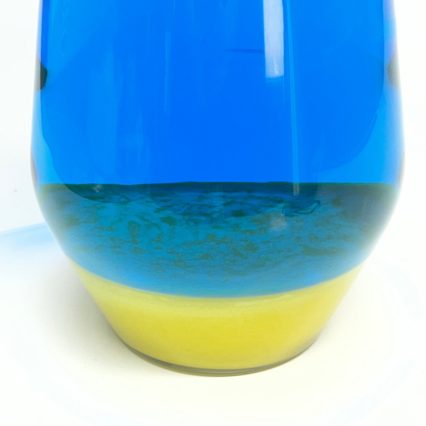 SCHYLING Grande Lava Lamp Soft Warm Light  27" Tall Yellow/Blue W/ Silver Base