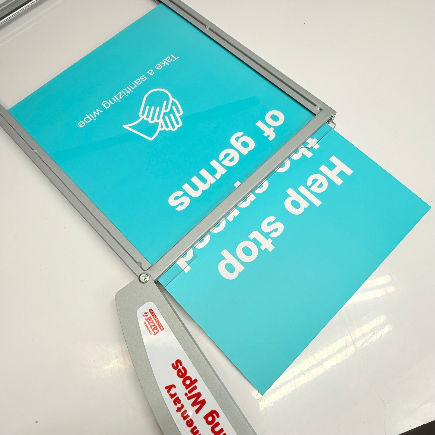 ZA@ TAZZA (3 PACK) Sign For Free Sanitizer Wipes 27in x 12in  Blue / White