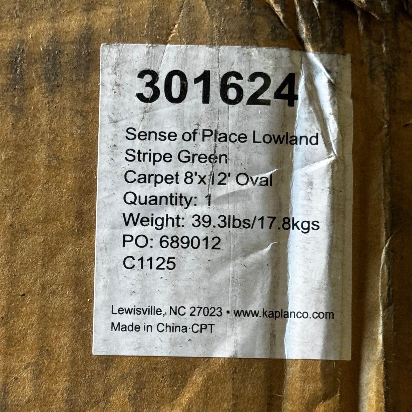 KAPLAN Sense Of Place Lowland Stripe 12'L x 8'W Oval Green 301627