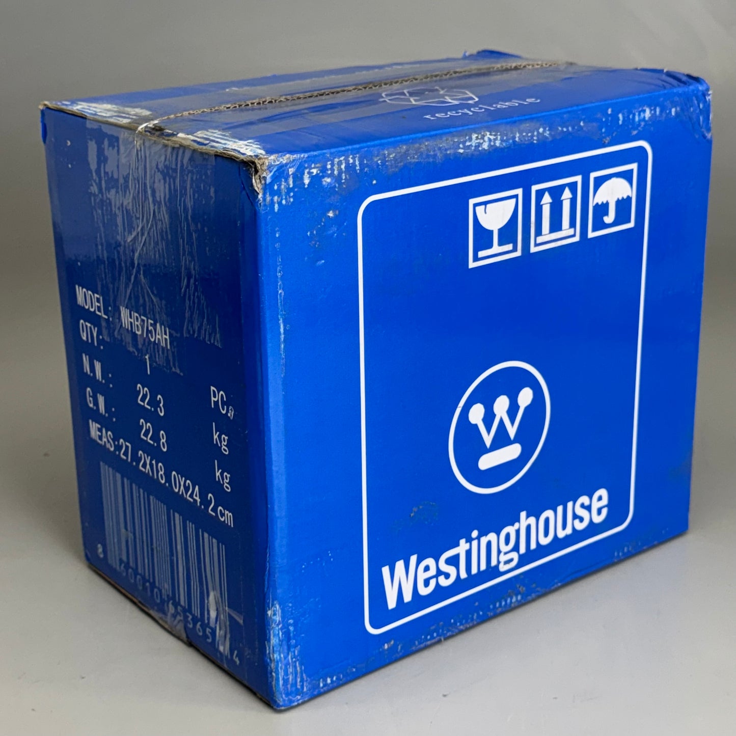 WESTINGHOUSE Battery WHB75AH Size 10”Lx6.5”Wx8”H Blue Used