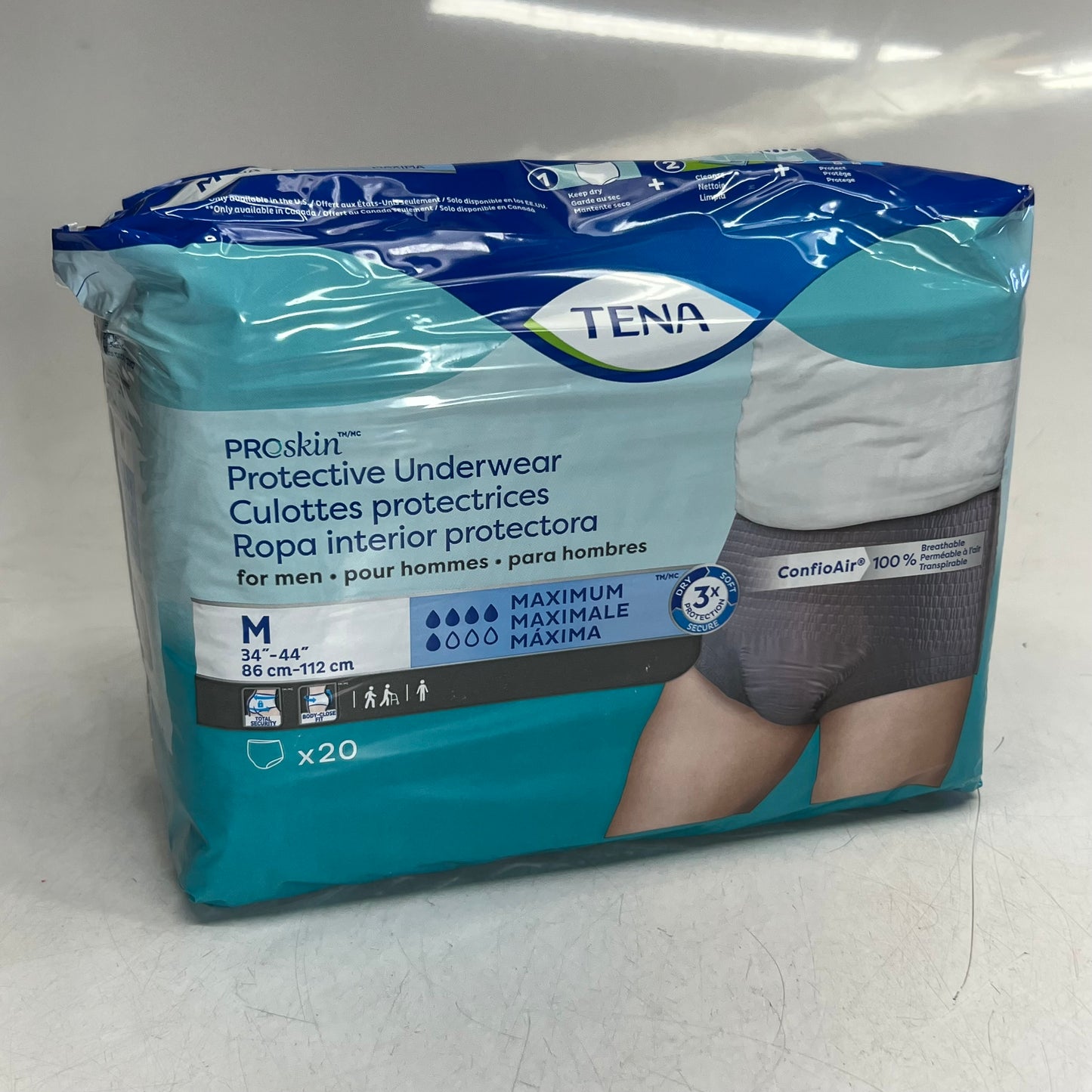 TENA (20 PACK) Proskin Protective Underwear for Men Sz M White 37711-05