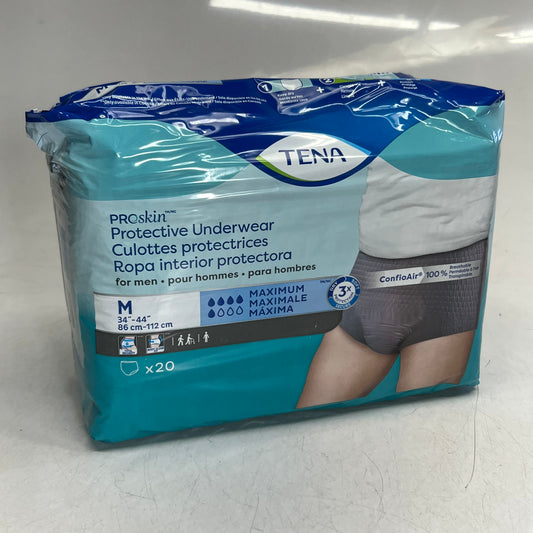 TENA (20 PACK) Proskin Protective Underwear for Men Sz M White 37711-05