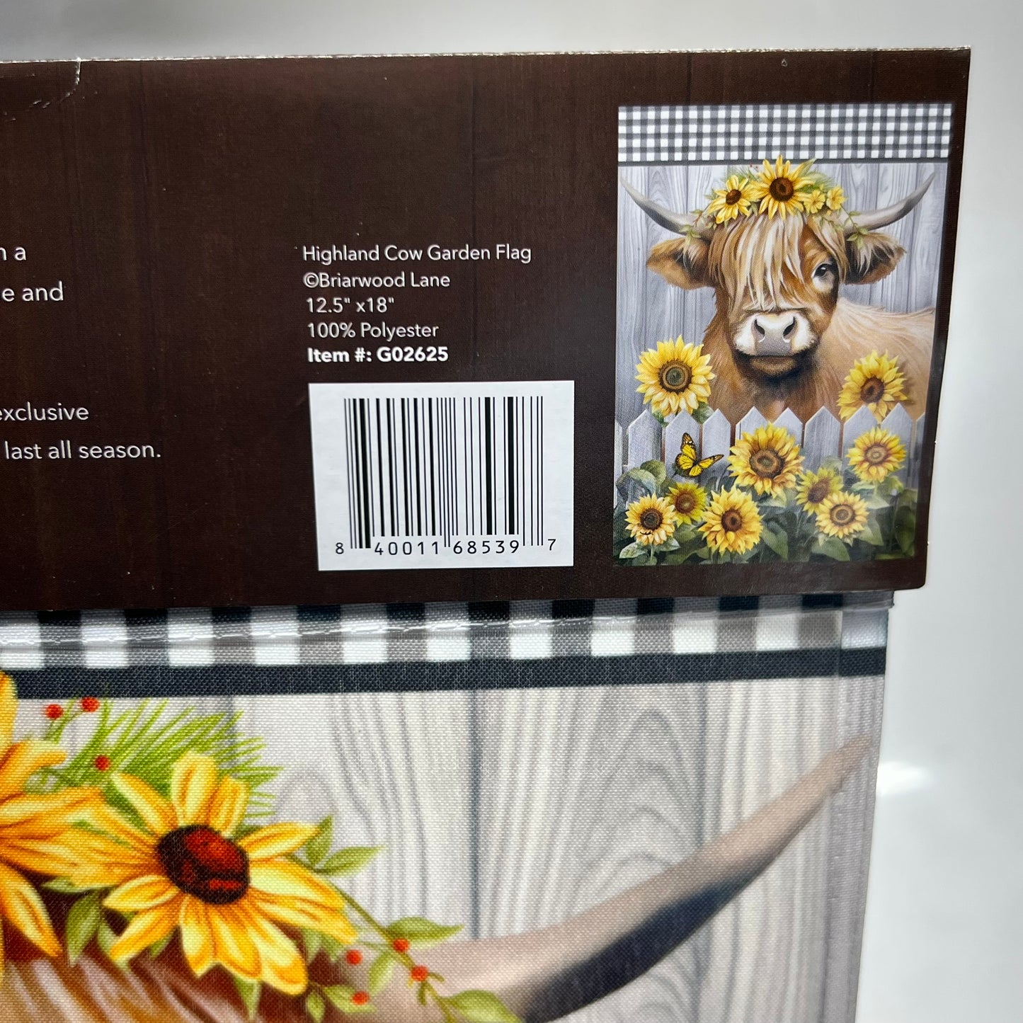 BRIARWOOD LANE Highland Cow Garden Flag Sz 12.5" x 18" Red & White G02625