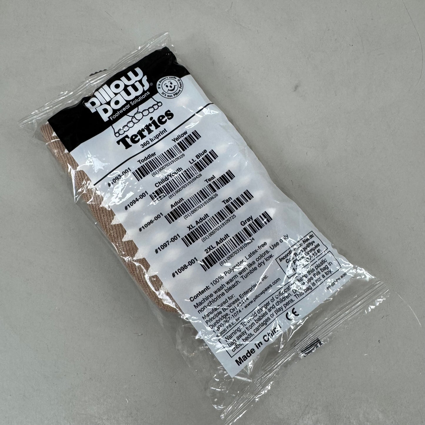 PILLOW PAWS (4 PACK) Unisex Non-Skid Slipper Socks  Adult XL Tan