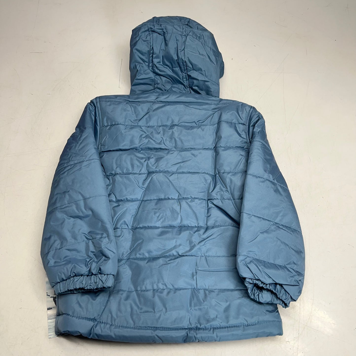 WHALES TAIL Fleece Lined Hooded Full Zip Up Winter Coat  Boy's Sz 6 Dusty Blue