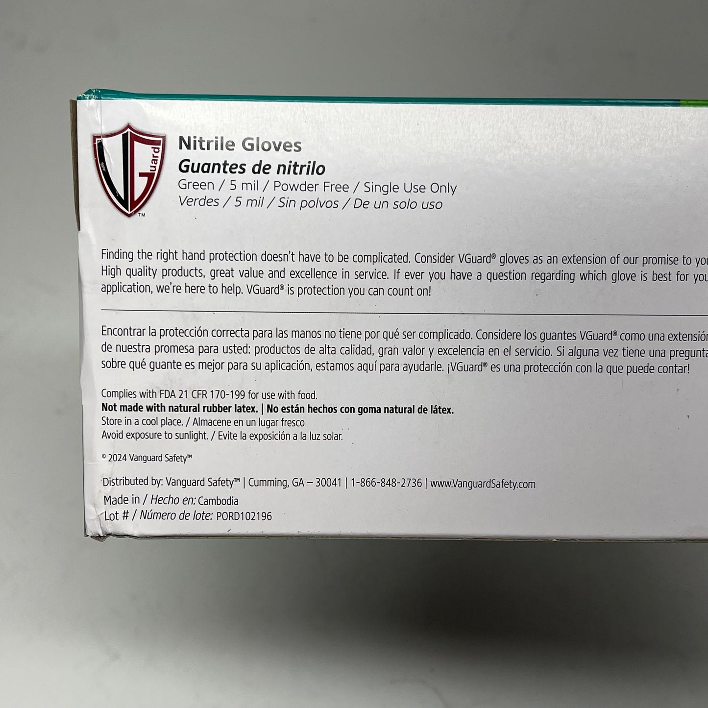 VANGUARD (10 PACK, 100 EACH) Nitrile Disposable Gloves Unisex Sz XL Green A1VA|74