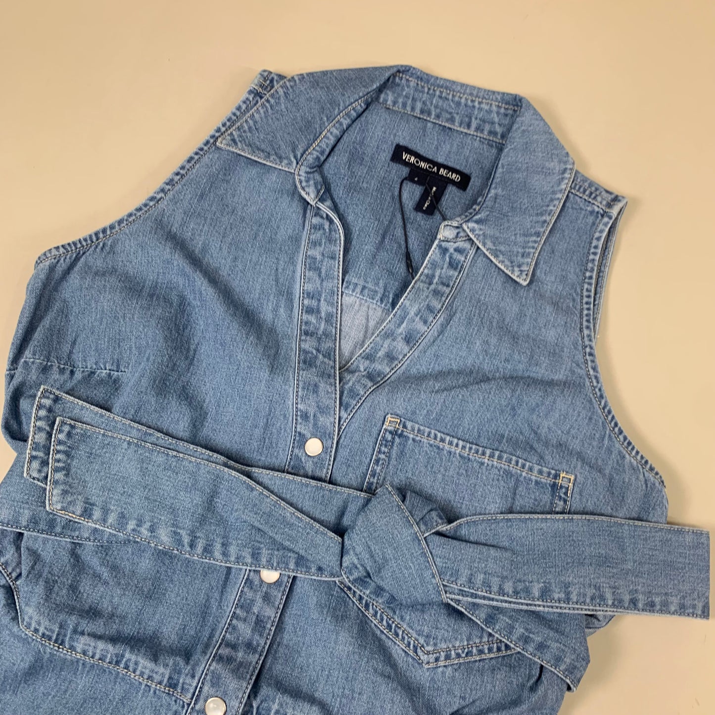 VERONICA BEARD Jeans Edwina Sleeveless Midi Dress Sz-4 Iceberg J24067101287IC