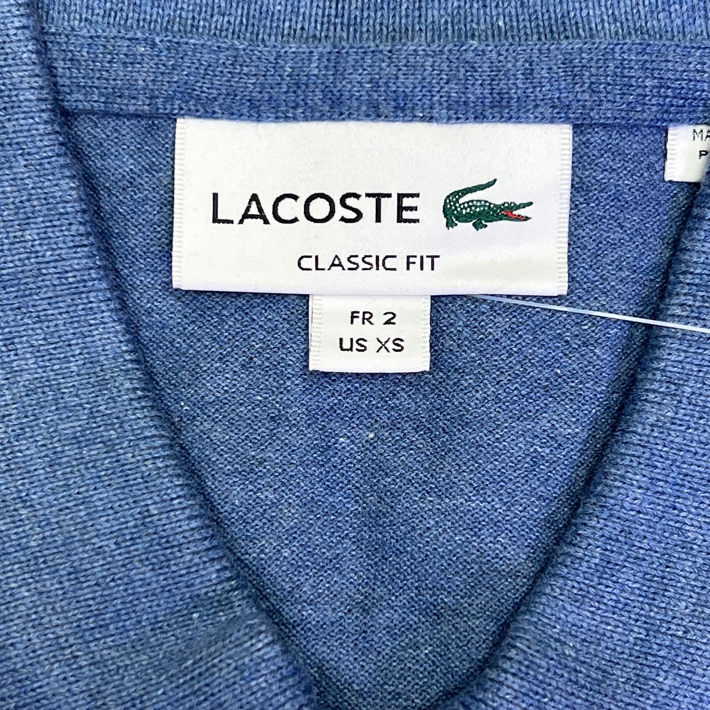 LACOSTE Classic Fit L.12.12 Heather Polo Ribbed Colar Men's Sz XS-2 Blue Chine