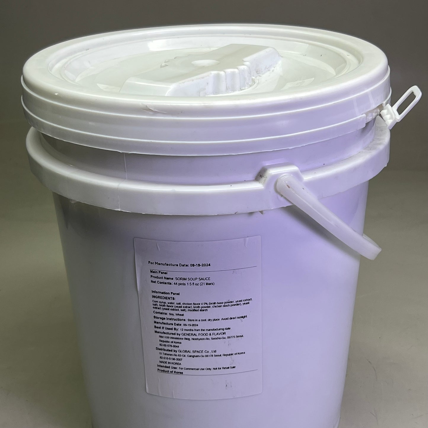 GLOBAL SPACE Sorim Soup Sauce 21 Lt, White Container BB: 09/25