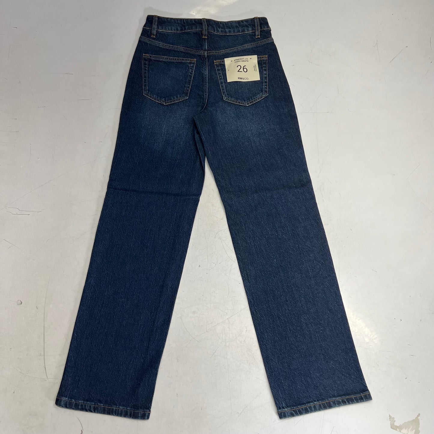 RW & CO High Rise Straight Leg Jeans Women's Sz 26 Dark Blue Wash 487897