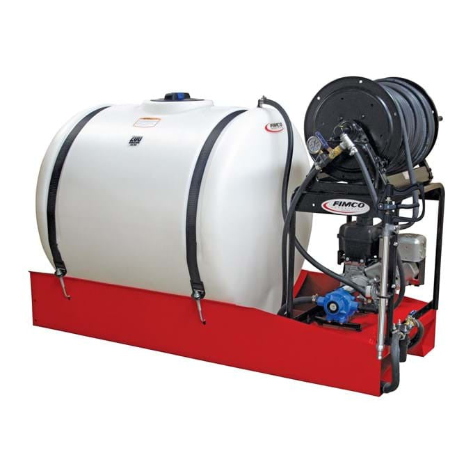 FIMCO 200 Gal. Skid Sprayer Gas 8 Roller Pump - 300' Hose Hand Reel Sz 48.5"L x 38"W x 75.75"H, White LSS-280