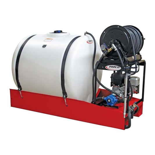 FIMCO 200 Gal. Skid Sprayer Gas 8 Roller Pump - 300' Hose Hand Reel Sz 48.5"L x 38"W x 75.75"H, White LSS-280