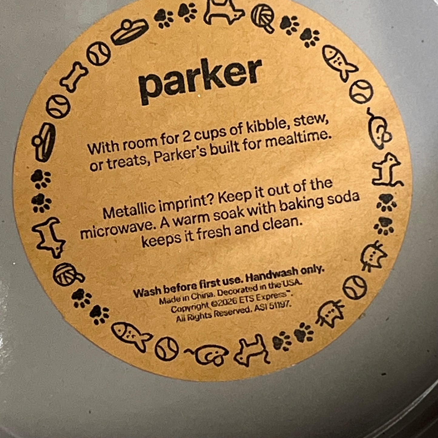 ZA@ INTERFORM (2 PACK) Ceramic Dog Feeding/Water Bowl Fits 2 Cups  Grey